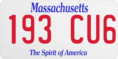 MA license plate 193CU6
