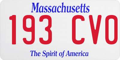 MA license plate 193CV0
