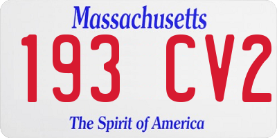 MA license plate 193CV2