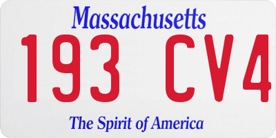 MA license plate 193CV4