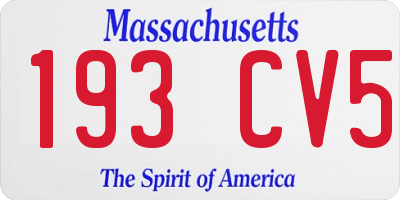 MA license plate 193CV5
