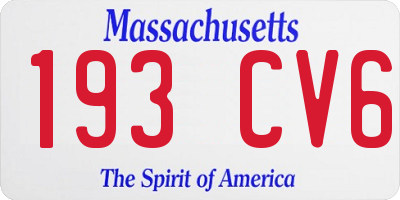 MA license plate 193CV6