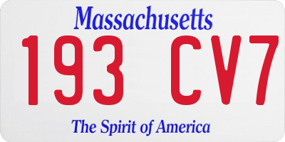 MA license plate 193CV7