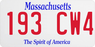 MA license plate 193CW4