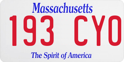 MA license plate 193CY0
