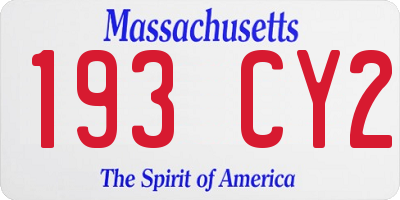 MA license plate 193CY2