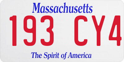 MA license plate 193CY4