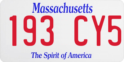 MA license plate 193CY5