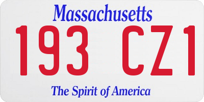 MA license plate 193CZ1