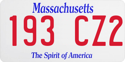 MA license plate 193CZ2