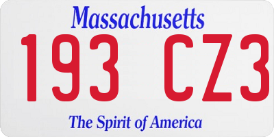 MA license plate 193CZ3
