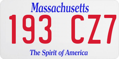 MA license plate 193CZ7