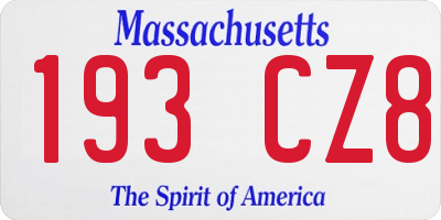 MA license plate 193CZ8