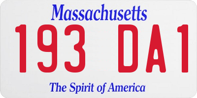 MA license plate 193DA1