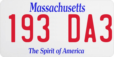 MA license plate 193DA3