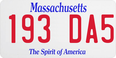 MA license plate 193DA5