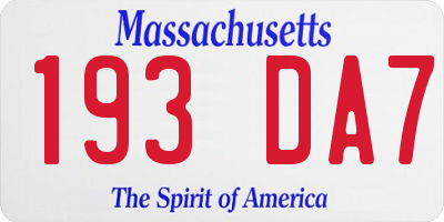 MA license plate 193DA7