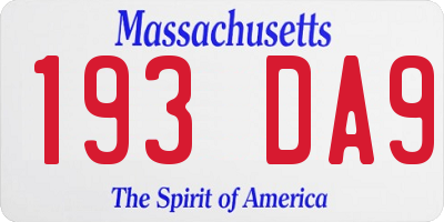 MA license plate 193DA9