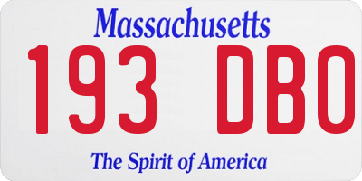MA license plate 193DB0