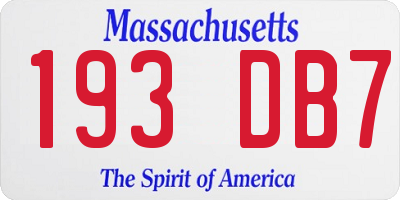 MA license plate 193DB7