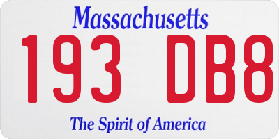MA license plate 193DB8