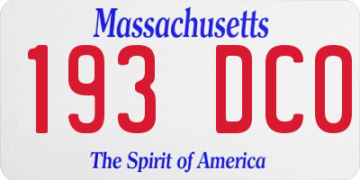 MA license plate 193DC0