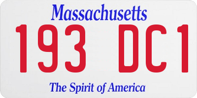 MA license plate 193DC1