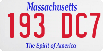 MA license plate 193DC7