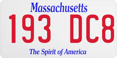 MA license plate 193DC8