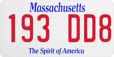 MA license plate 193DD8