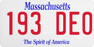 MA license plate 193DE0