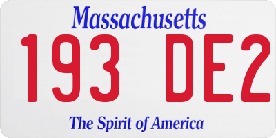 MA license plate 193DE2