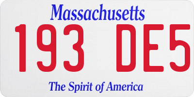 MA license plate 193DE5