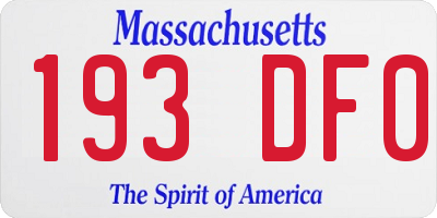 MA license plate 193DF0