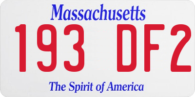 MA license plate 193DF2