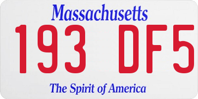 MA license plate 193DF5