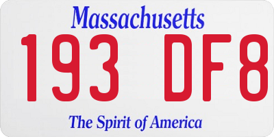 MA license plate 193DF8