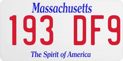 MA license plate 193DF9