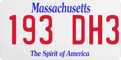 MA license plate 193DH3