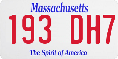 MA license plate 193DH7