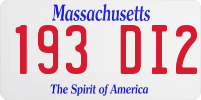 MA license plate 193DI2