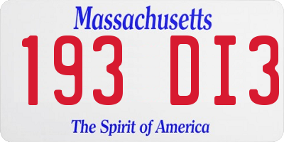 MA license plate 193DI3