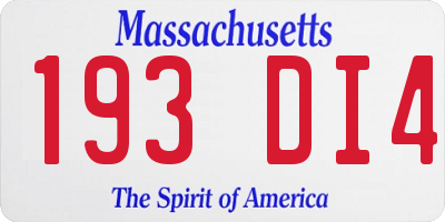MA license plate 193DI4