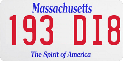 MA license plate 193DI8