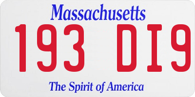 MA license plate 193DI9