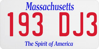 MA license plate 193DJ3