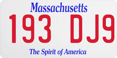 MA license plate 193DJ9