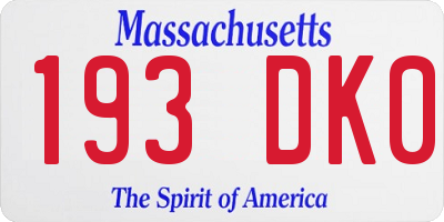 MA license plate 193DK0
