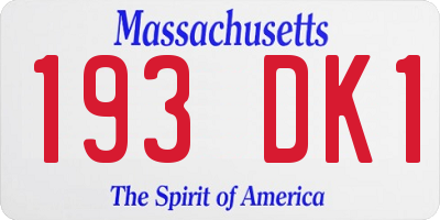 MA license plate 193DK1