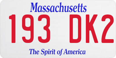 MA license plate 193DK2